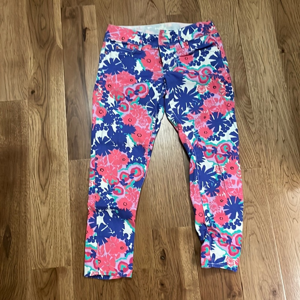 Lilly Pulitzer Pink, Blue & White Floral Print Jeans